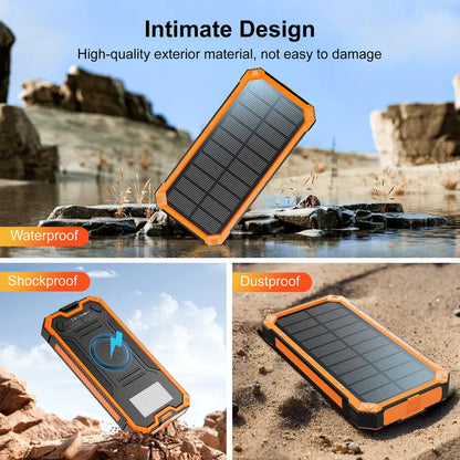 Emergency Solar Powered Portable Charger with Flashlight
