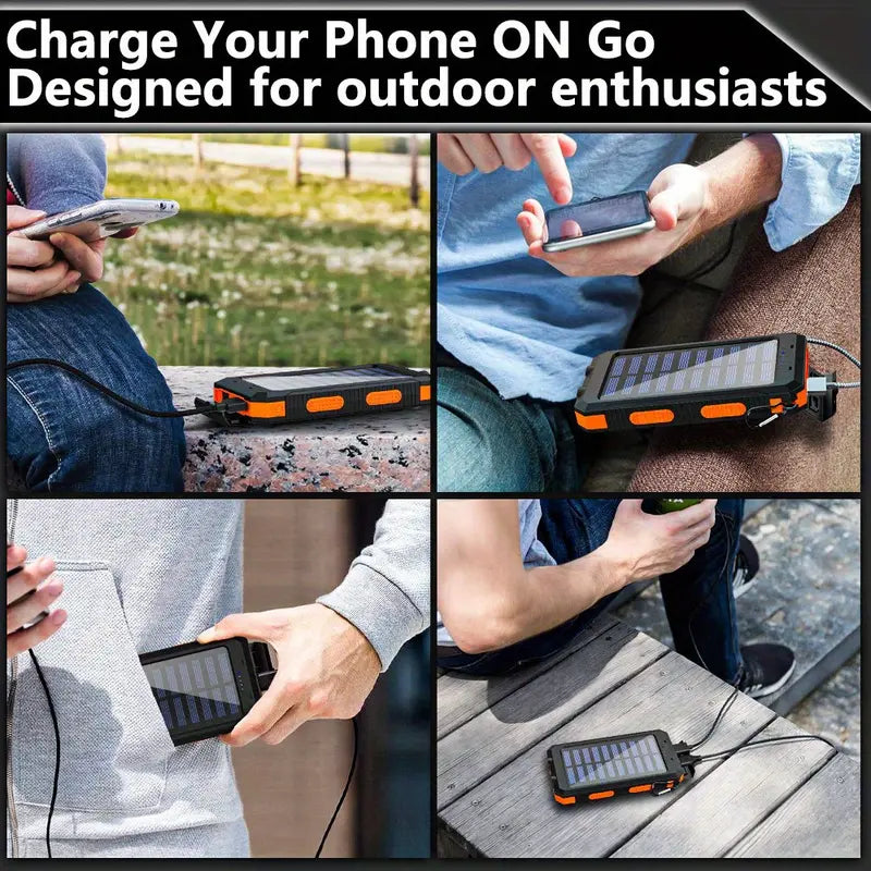 Emergency Solar Powered Portable Charger with Flashlight